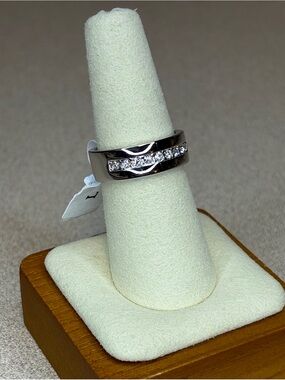 Camille Lucie Silver Cubic Zirconia Channel Band Ring |